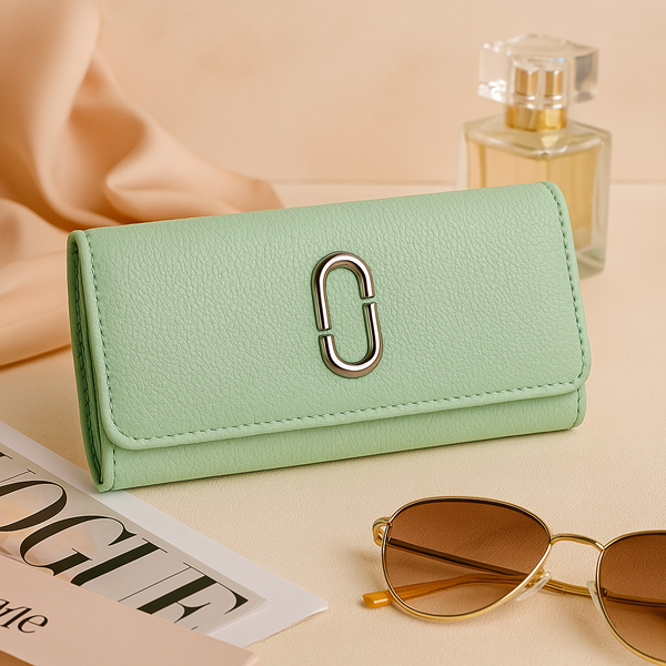 Green Textured Leather Clutch Wallet for Women Stylish, Compact & Elegant