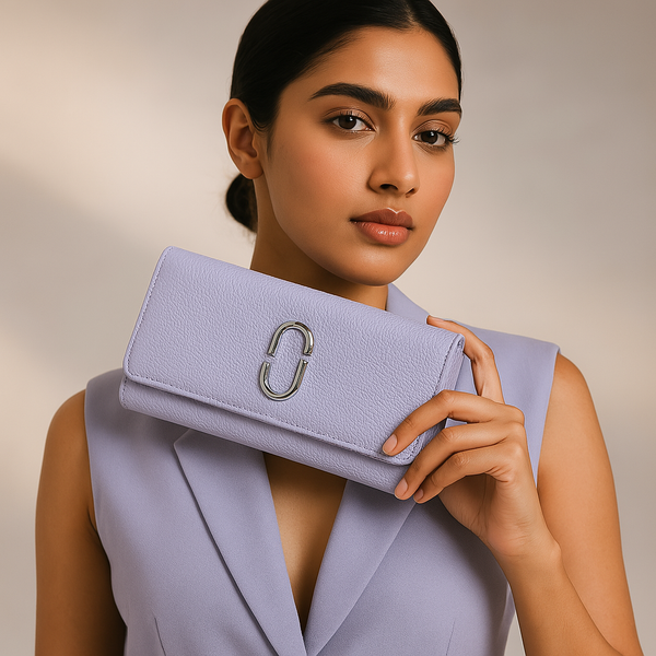 Purple Textured Leather Clutch Wallet for Women Stylish, Compact & Elegant.