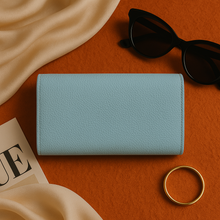 Blue Textured Leather Clutch Wallet for Women Stylish, Compact & Elegant.