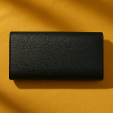 Black Textured Leather Clutch Wallet for Women Stylish, Compact & Elegant