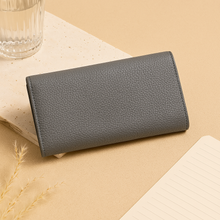 Grey Textured Leather Clutch Wallet for Women Stylish, Compact & Elegant.