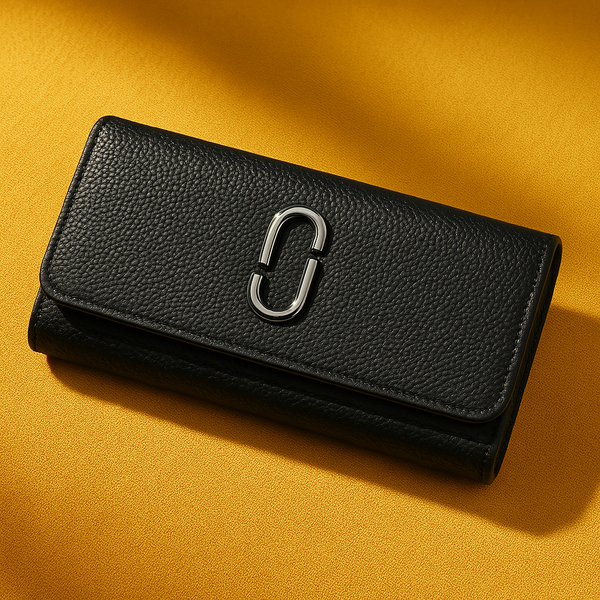 Black Textured Leather Clutch Wallet for Women Stylish, Compact & Elegant